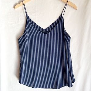 Navy Blue Pin Striped Spaghetti Strap Tank Top